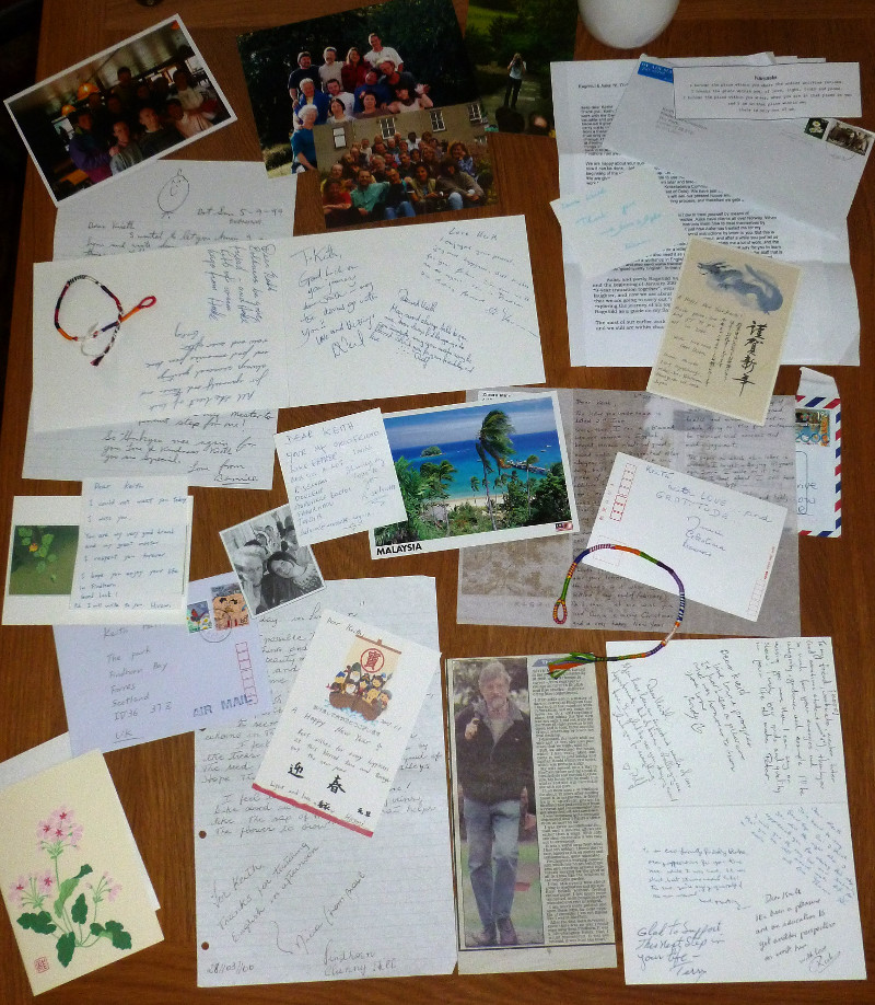 cards, notes letters from Findhorn students