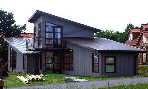 monopitched roof, trapezoid ecohouse