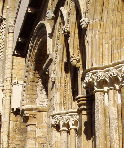 Carving on the west wall